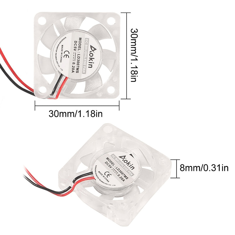 ULTRALEISE Transparenter Bürstenloser Lüfter 30mm von Aokin DC 5 V/3,3 V